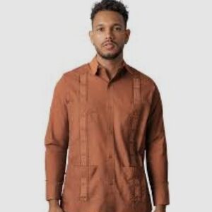 TROPICOOL Men's 2X Guayabera Cuban Long Sleeve Shirt